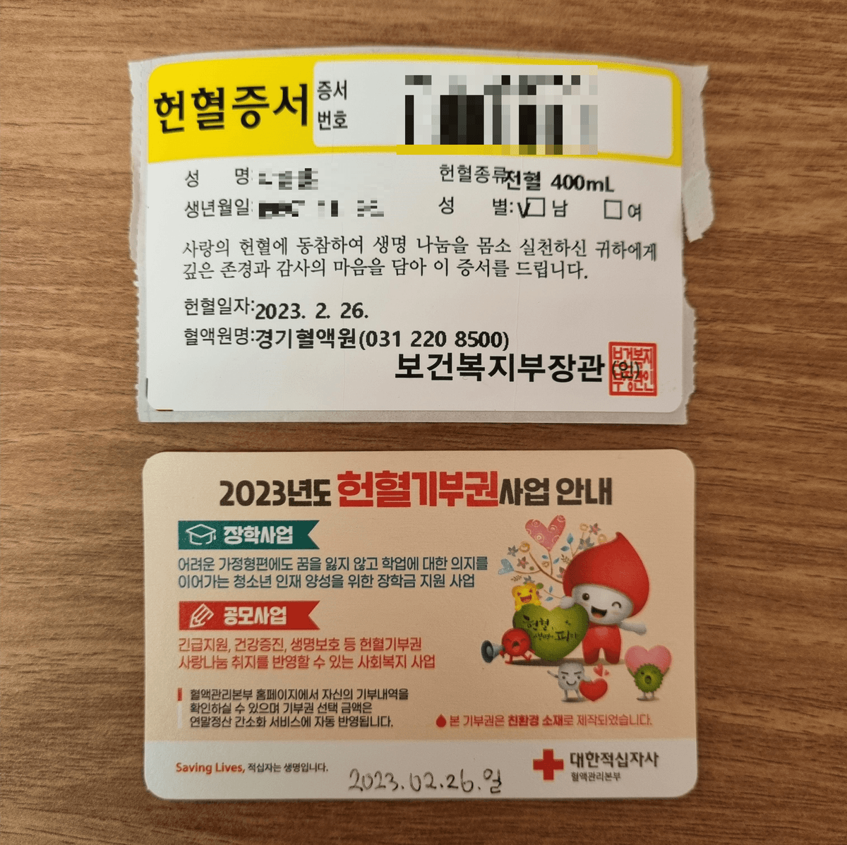 13회차 헌혈증