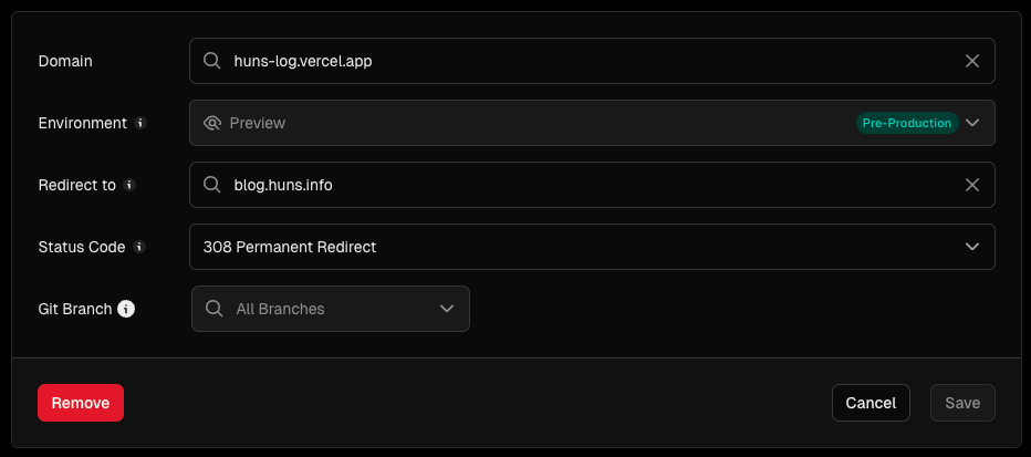 vercel redirect