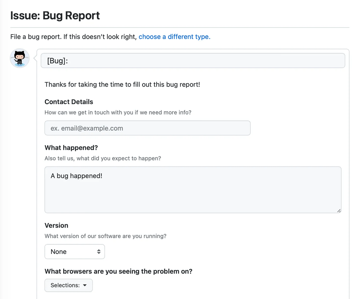 issue form