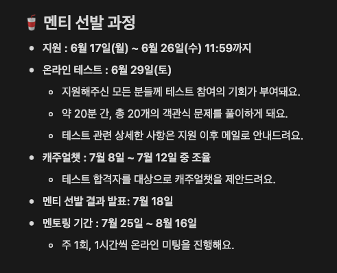 멘티 선발 과정